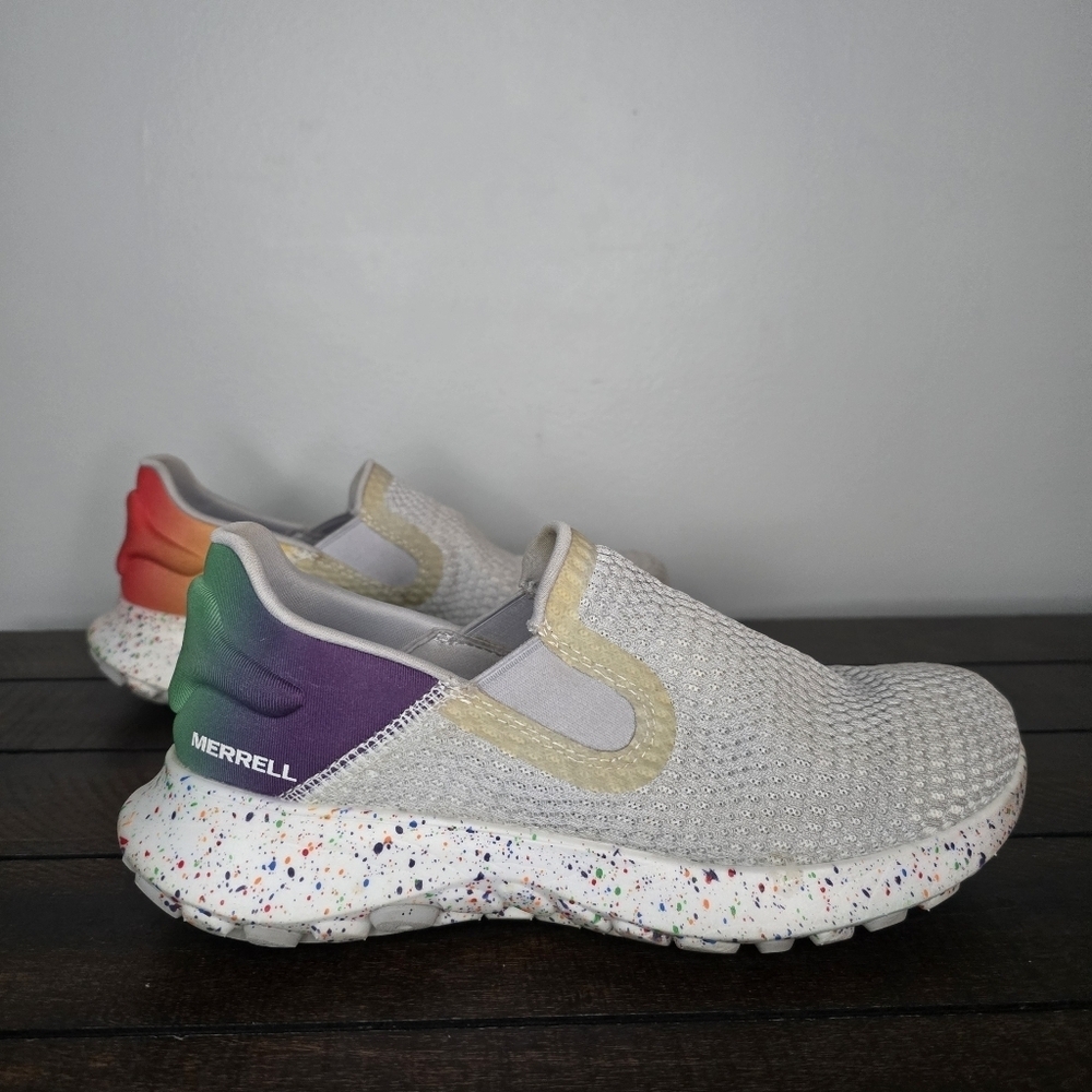 Merrell Women Size 6.5 Gray Cloud Knit Confetti Pride Sneakers J004016